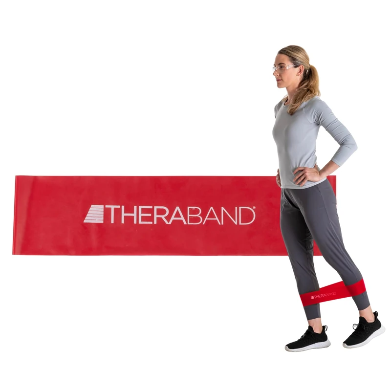 THERABAND Resistance Band Loop, Professional Latex Band for Pilates, Crossfit, Yoga, Stretching, Physical Therapy, Strength Training without Weights, 30.5cm, Red, Medium, Beginner Level 2, 10 Pack