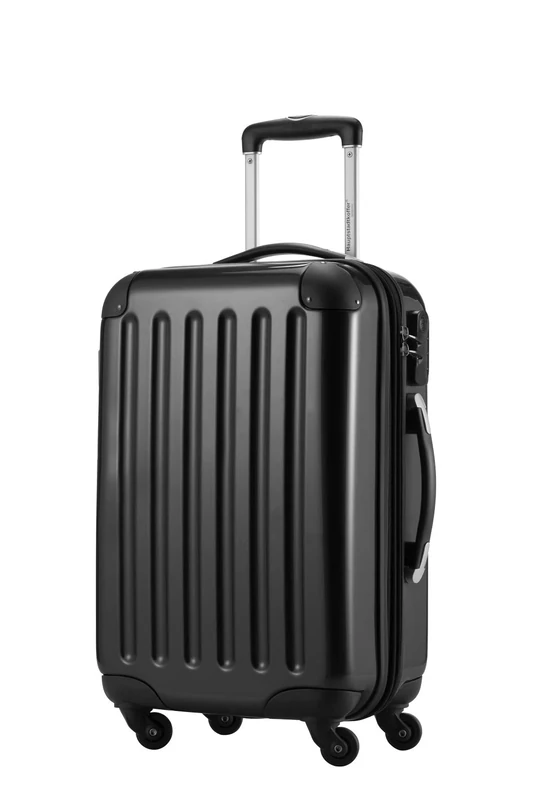 HAUPTSTADTKOFFER® · Hard-Side Cabin Luggage Black high Gloss · Dimension ca. 55 x 35 x 20 cm + 4 cm Volume Expansion · max. 45 Liter Filling Volume