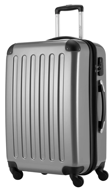 HAUPTSTADTKOFFER® · Hard-Side Suitcase Silver high Gloss · Dimension ca. 63 x 42 x 28 cm + 4 cm Volume Expansion · max. 87 Liter Filling Volume