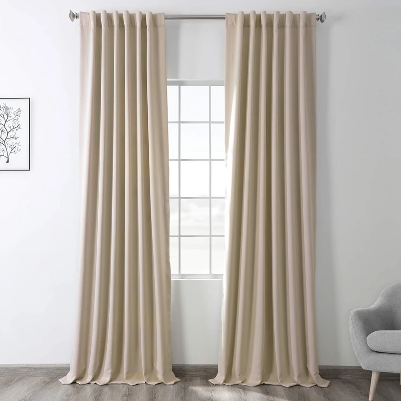HPD Half Price Drapes Darkening Curtains 108 Inches Long for Bedroom & Living Room (1 Panel), 50 X 108, Egg Nog, Polyester Blend, 50" W x 108" L (Pack of 1)