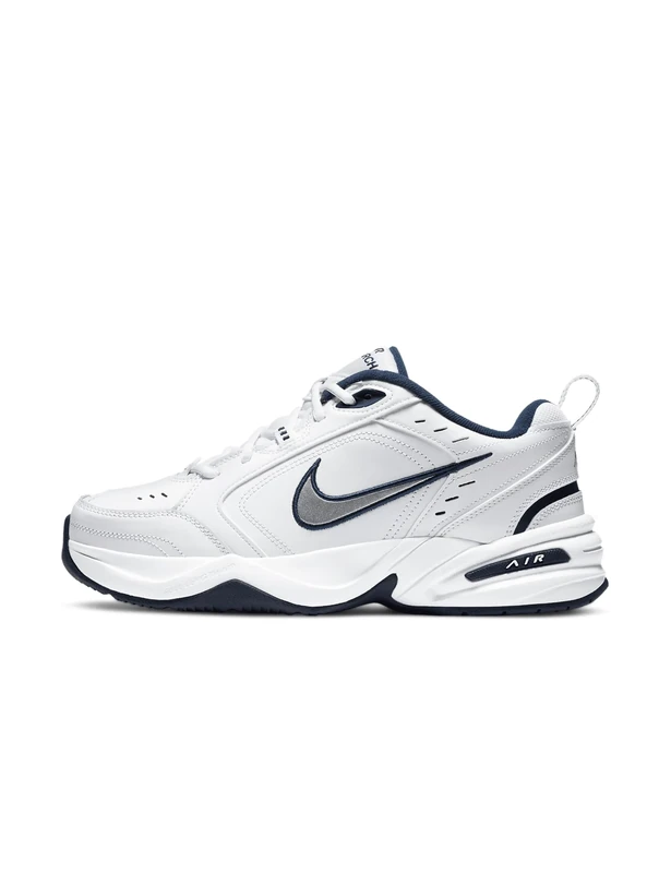 NIKE Men's Air Monarch Iv Gymnastics Shoe, White Midnight Navy Metallic Silver, 9.5 UK