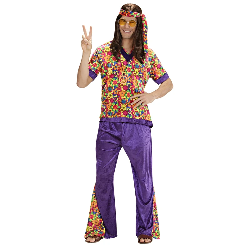 Velvet Hippie Dude Costume Extra Large for 60s 70s Hippy Fancy Dress