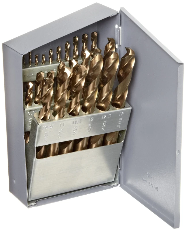 Chicago Latrobe 550 Series Cobalt Steel Jobber Length Drill Bit Set with Metal Case, Gold Oxide Finish, 135 Degree Split Point, Metric, 25-piece, 1.0mm - 13.0mm in 0.5mm increments (Pack of 1)