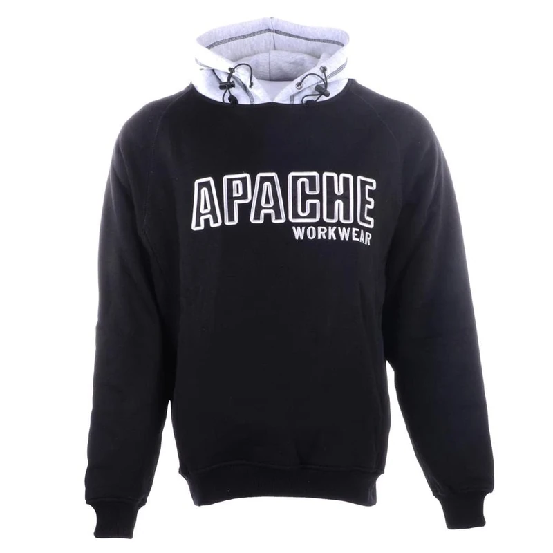 Apache Workwear Hoodie | Black/Gey | Size X-Large | Fleece Hooded Sweatshirt | Front Pocket | Durable Elbow Patches | 5 Thread Stitching - Image 1