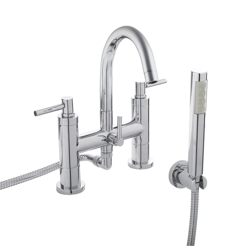 Hudson Reed TEL354 Tec Lever ǀ Modern Bathroom Minimalist Lever Handle Bath Shower Mixer Tap with Swivel Spout, Shower Kit and Wall Bracket, 320mm x 230mm, Chrome