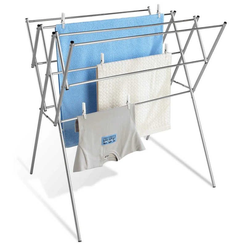 Maximex Telescopic Laundry Dryer, Stainless steel, Silver Shiny, 65.5 x 54-92 x 96.5 cm - Image 1