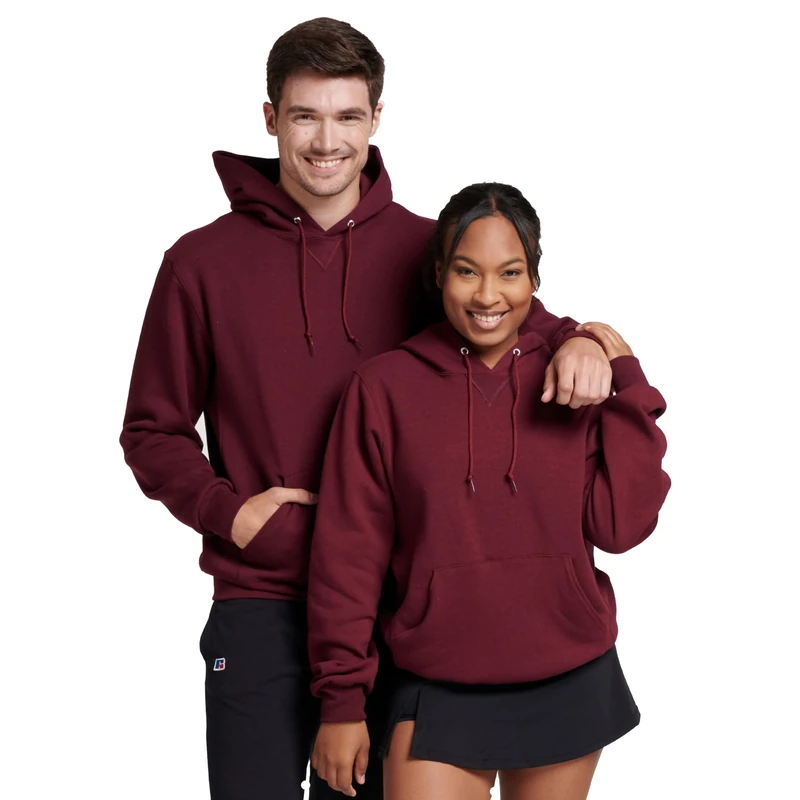 Russell Athletic Men's Dri-Power Fleece Hoodies, Moisture Wicking, Cotton Blend, Relaxed Fit, Sizes S-4x, Maroon Pullover, M