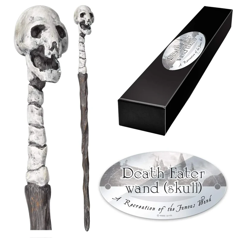 The Noble Collection - Death Eater Skull Character Wand - 14in (35cm) Wizarding World Wand With Name Tag - Harry Potter Film Set Movie Props Wands