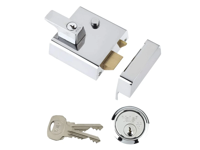 Yale P-2-CH-CH-40 - Double Locking Nightlatch - 40mm - Chrome Finish - High Security can be locked from inside with key