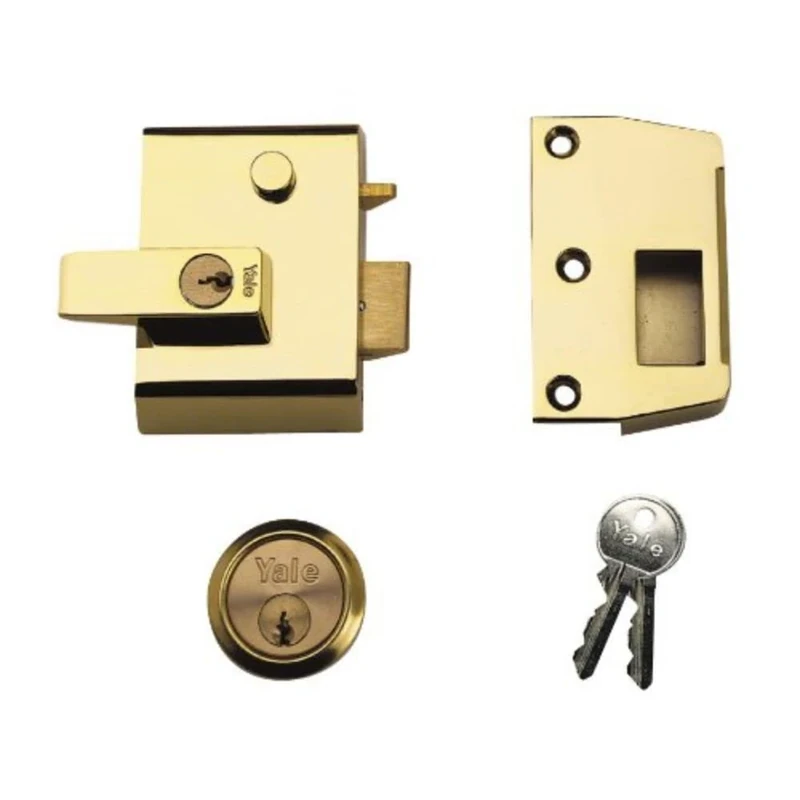 Yale P-2-BLX-PB-40 Double Locking Nightlatch, High Security can be locked from inside with key, Brasslux, 40 mm