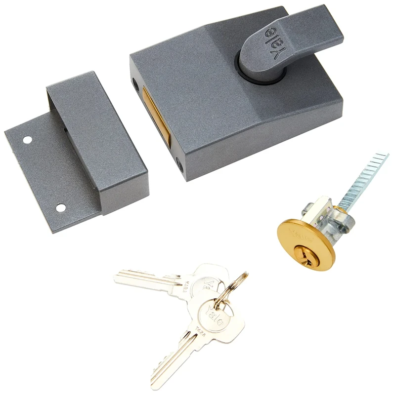 Yale B-82-DMG-PB-60 Standard Nightlatch, Standard Security, Dark Metallic Finish/Polished Brass Cylinder, 60 mm Backset
