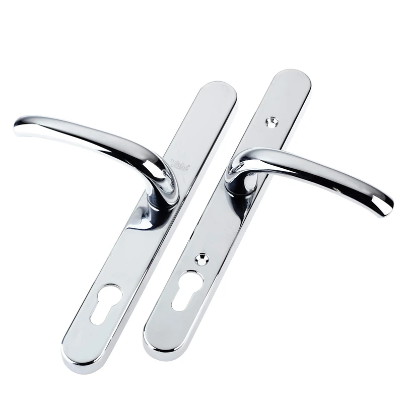 Yale P-PVC-RH-PC Security Door Handle, Standard Security, 92mm Centre, Adjustable Fixing Points, Built in Cylinder Guard, for PVCu Doors, Chrome Finish