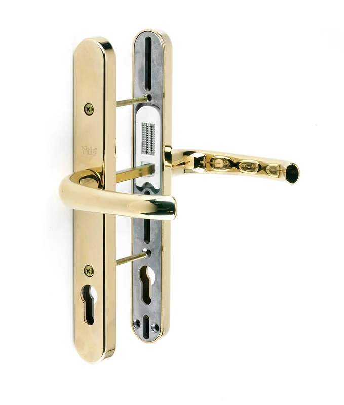 Yale P-PVC-RH-PGF Universal Security Door Handle, Standard Security, 92mm Centre, Adjustable Fixing Points, Built in Cylinder Guard, for PVCu Doors, Gold Finish, Visi Packed
