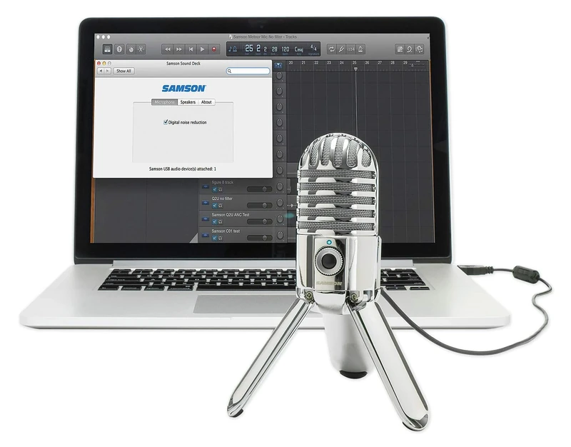 Samson Meteor Mic - Portable USB Studio Quality Condenser Microphone - High Performance, General Purpose/Podcast/Gaming/Music Recording Microphone, 16-bit, 44.1/48kHz resolution, Silver Chrome