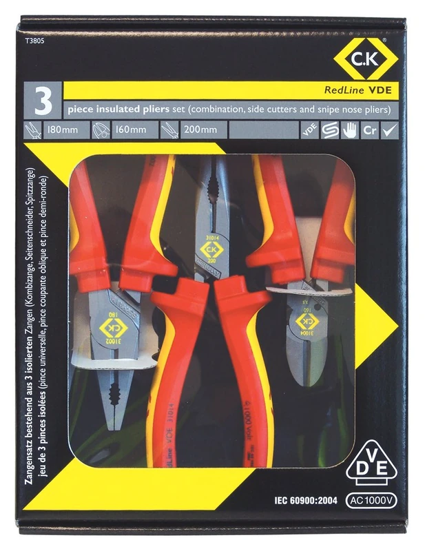 C.K T3805 VDE Pliers and Cutter Set - 3 Piece Red/Yellow