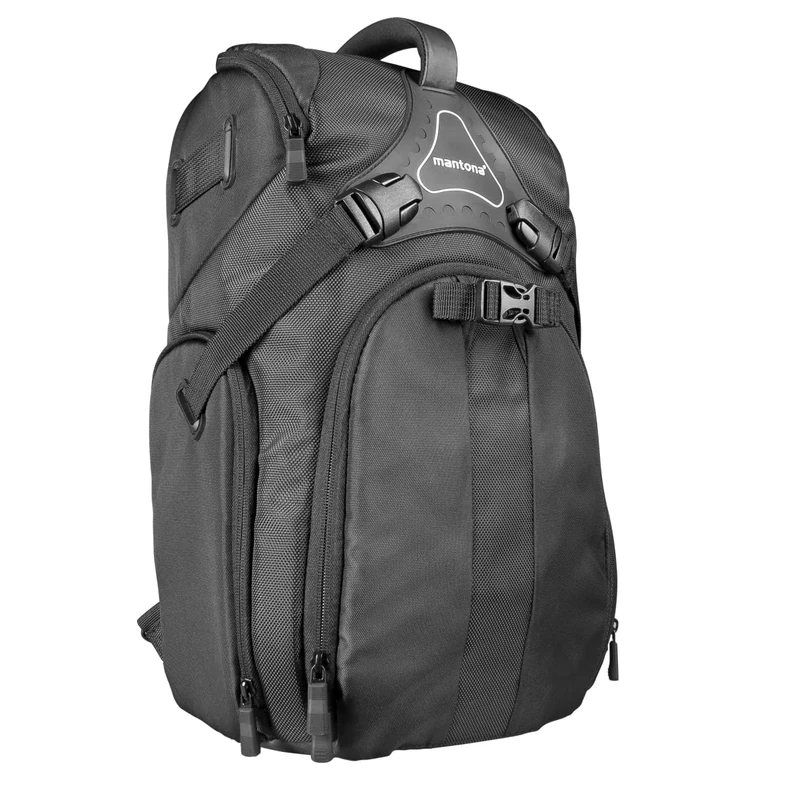 Mantona Rhodolit SLR camera backpack (suitable for SLRs with attached lens, other lenses, system flash and accessories, incl. rain protection) black