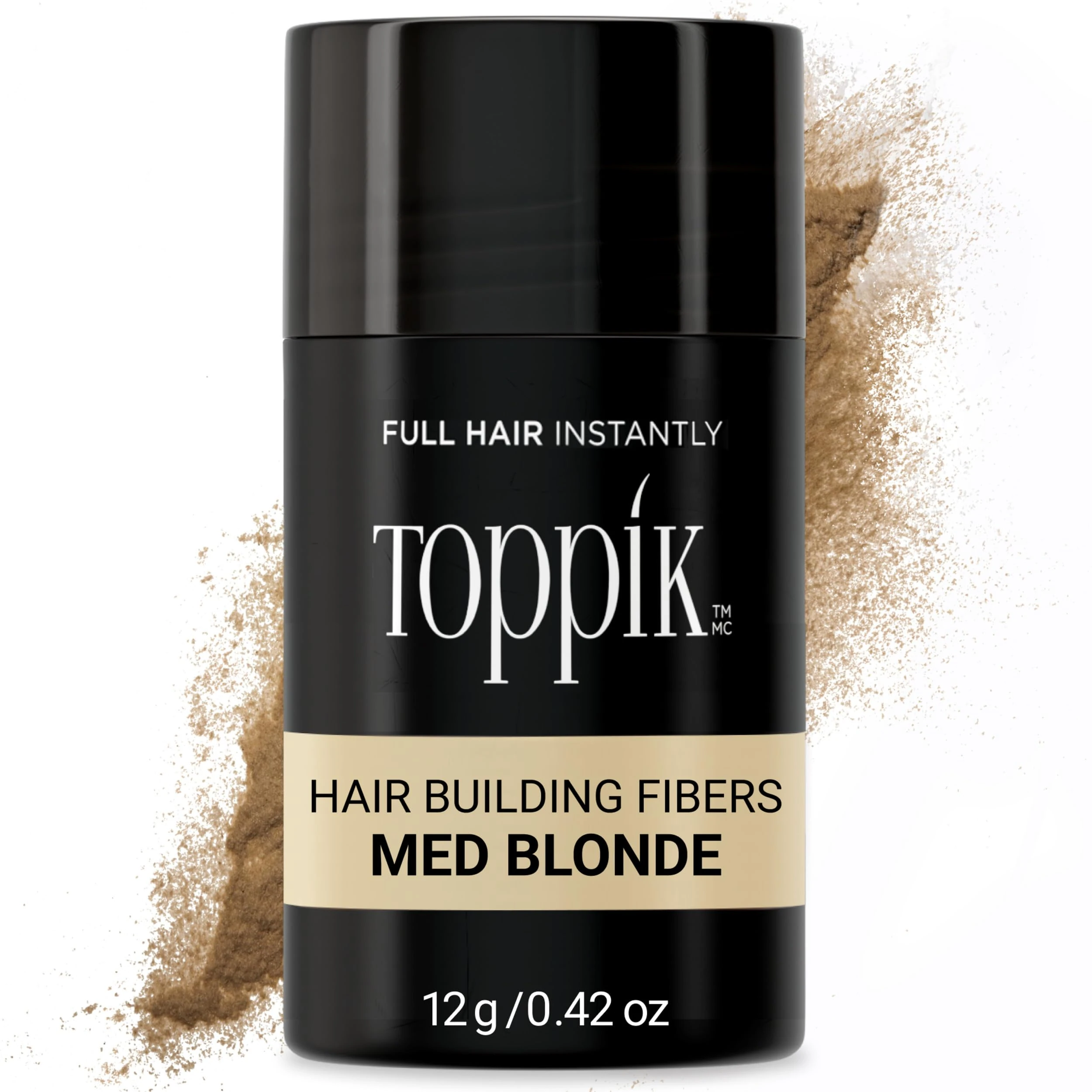 Toppik Hair Building Fibres Powder, for A Thicker-looking Hairline, Crown and Beard, Instant Thinning Concealer for Men and Women, Medium Brown, 12 g