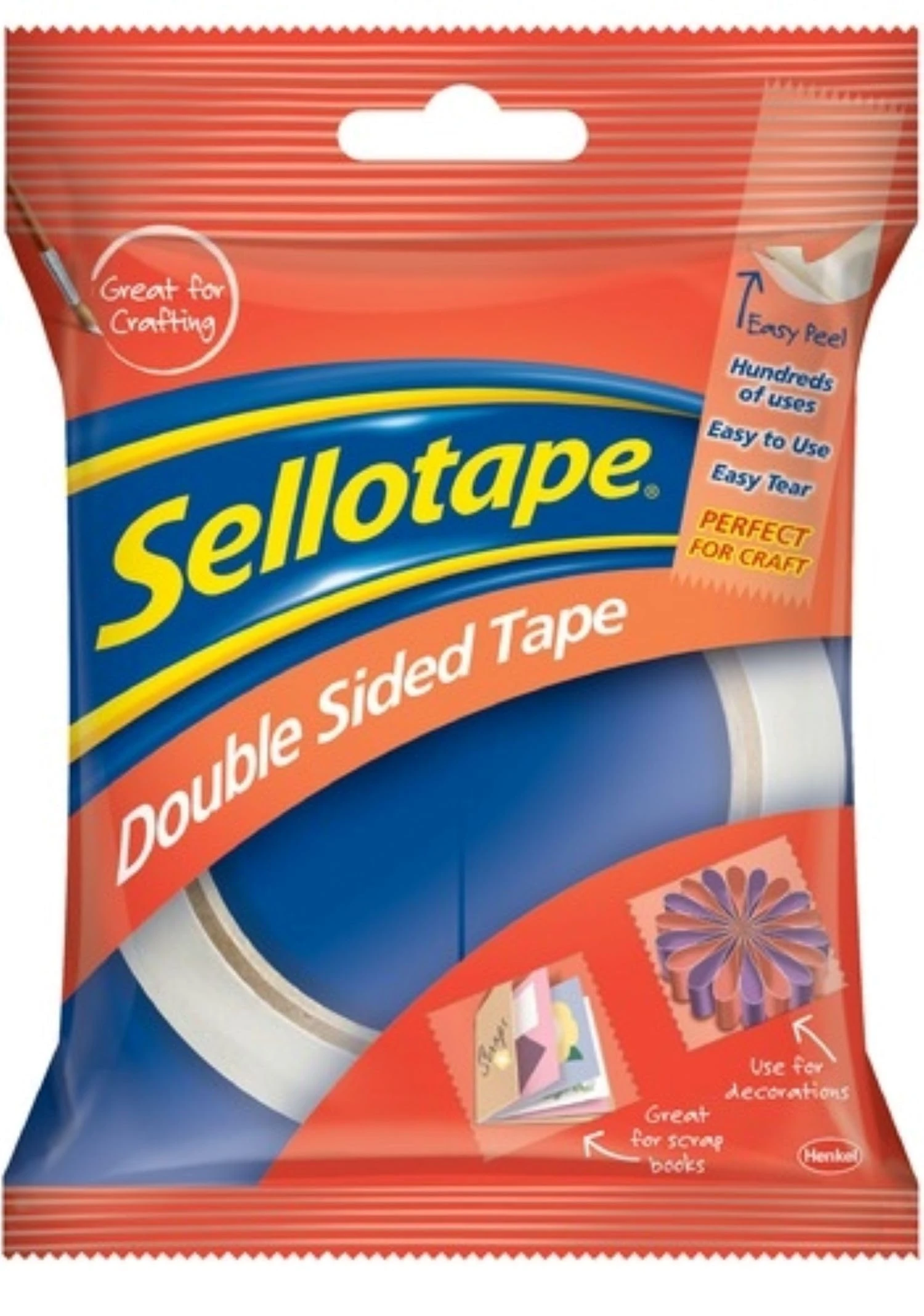 Sellotape Double Sided Tape, Strong Double Sided Tape for Everyday Use, Mounting, Arts & Crafts, Easy to Use Double Sided Sticky Tape with Solid Grip & Easy Peel, 12mmx33m