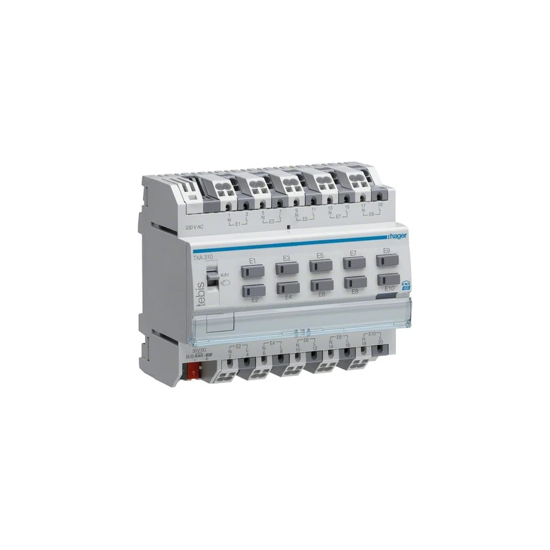 Hager TXA310 KNX Binary Input 10-Way 230 V with Hand Operation 6TE