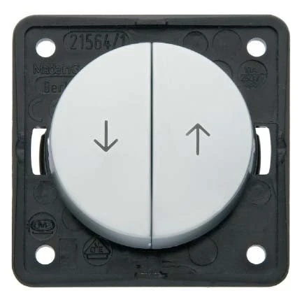 Hager Chrome Matte – Double Push Switch for Roller Blinds - Image 1