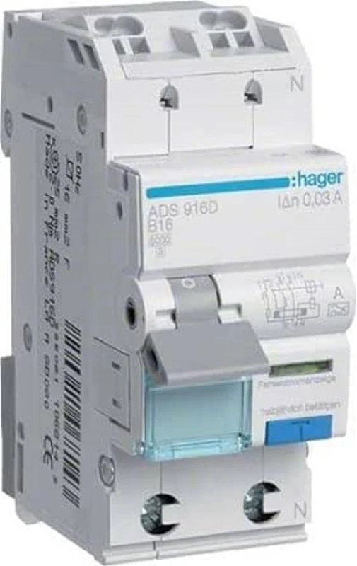 Hager ADS925D FI-Leistungsschutzschalter 1P+N 6kA B-25A 30mA Typ A QC
