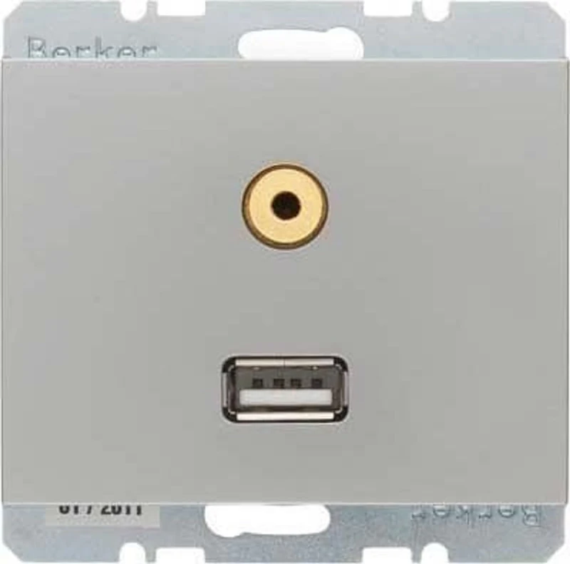 Hager k.5 – USB Socket 3.5 mm Audio Steel