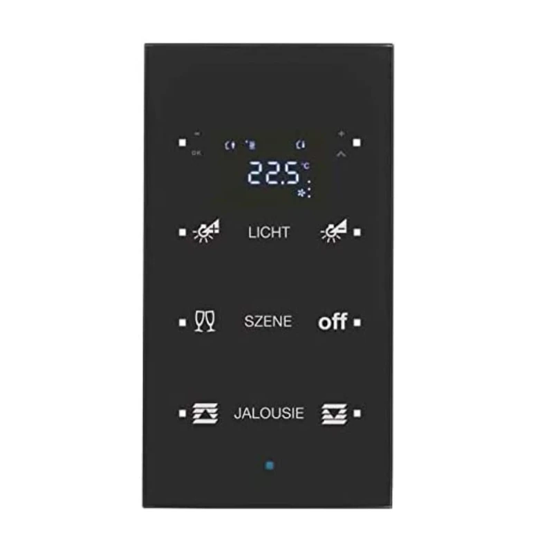 Hager 75643135 Light Switch Black Glass – Light Switches (Black, Glass, IP20, 86 mm, 5.7 mm, 160 mm)