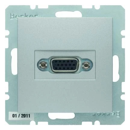 Hager Vga Socket S-B with Screw Connector Aluminium Matte - Image 1