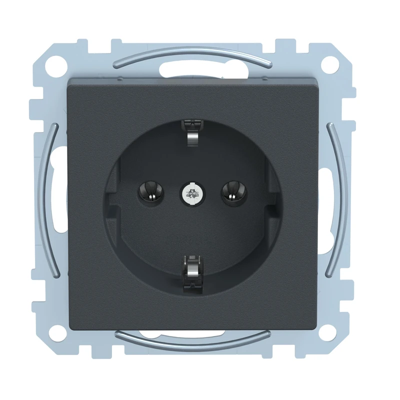 Schneider Electric Merten MEG2401-0414 Schuko Wall Socket with Screw Lift Terminals, Earthing Contact Socket, Anthracite, System M