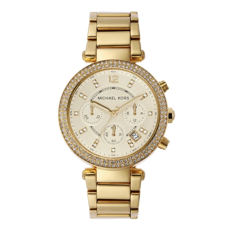 Michael Kors Parker Chronograph Quartz Watch with Gold Tone Stainless Steel Strap for Women MK5354