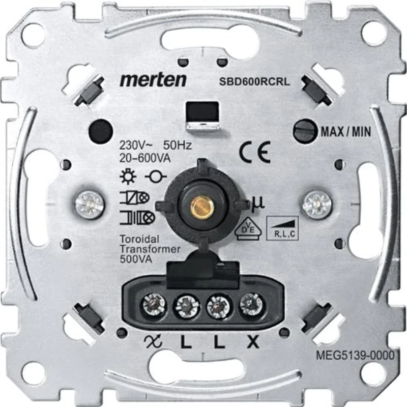 Merten MEG5139-0000 Flush-Mounted Universal Rotary Dimmer Insert 20-600 W/VA Made in Germany