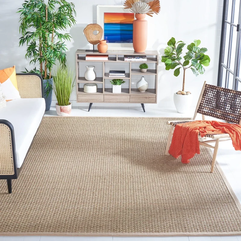 Safavieh Natural Fiber Rug for Living Room, Dining Room, Bedroom - Natural Fiber Collection, Short Pile, in Natural and Beige, 240 x 240 cm