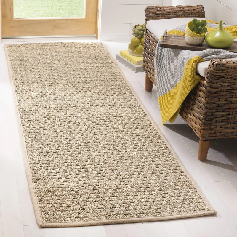 Safavieh Natural Fiber Rug for Living Room, Dining Room, Bedroom - Natural Fiber Collection, Short Pile, in Natural and Beige, 76 x 305 cm