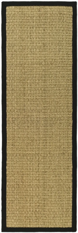 SAFAVIEH Natural Fiber Rug for Living Room, Dining Room, Bedroom - Natural Fiber Collection, Short Pile, in Natural and Black, 76 X 183 cm