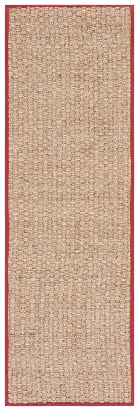 Safavieh Natural Fiber Rug for Living Room, Dining Room, Bedroom - Natural Fiber Collection, Short Pile, in Burgundy Red, 76 x 183 cm