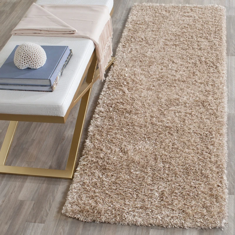 Safavieh Shaggy Indoor Woven Rectangle Area Rug, Malibu Shag Collection, MLS431, in Natural, 152 X 244 cm for Living Room, Bedroom or Any Indoor Space