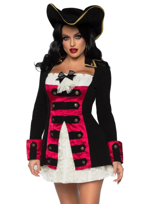 Leg Avenue Medium Black/Red Charming Pirate Captain Costume for Women