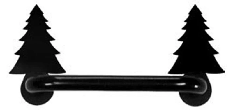 Village Wrought Iron 4 Inch Pine Tree Horizontal, Black, Cabinet Door Handle - Image 1