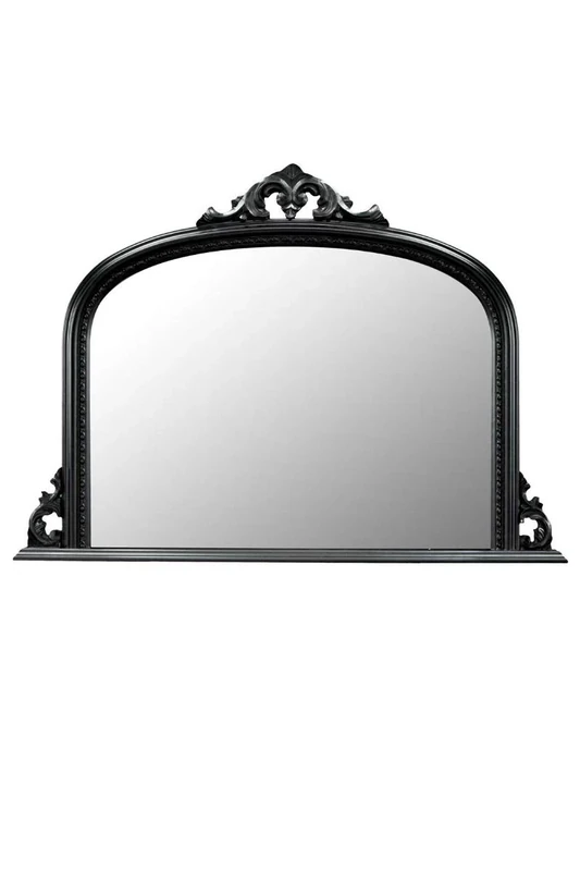 Classic French Inspired Satin Black Overmantle Mirror With Elegant Ornate Frame complete with Premium Quality Pilkington's Glass - Standard Size: 36 inches x 50 inches (117cm x 127cm) - ITV Show Supplier - BEST PRICE ON AMAZON - ONLY AVAILABLE FROM SHABBY CHIC MIRRORS