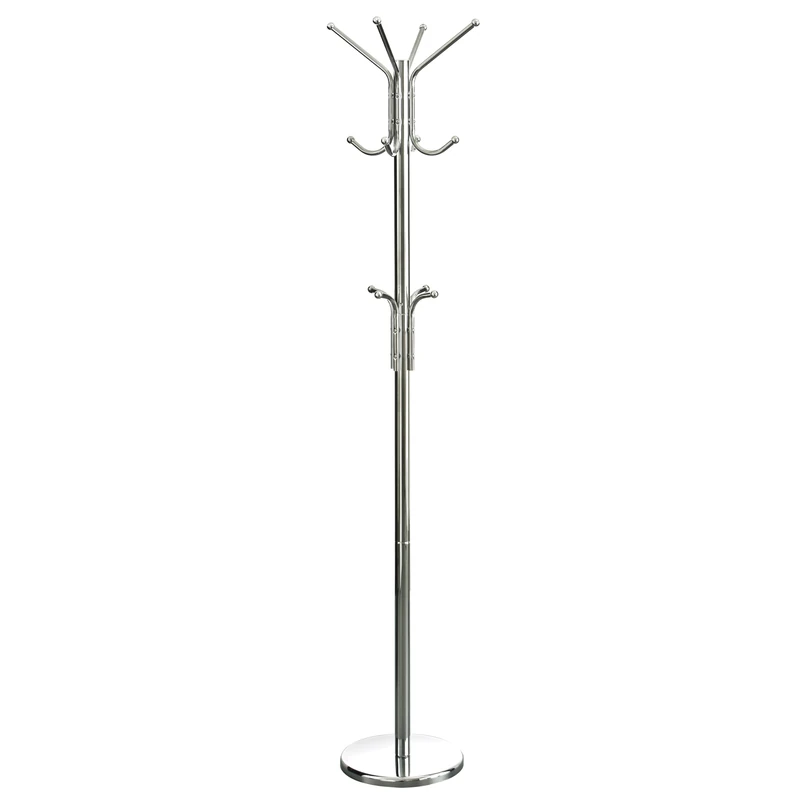 Premier Housewares Floor Standing Coat Hooks / Hallway Coat Stand / Bedroom Coat Stands / Chrome Clothes Hooks - 12 Hooks - Image 1