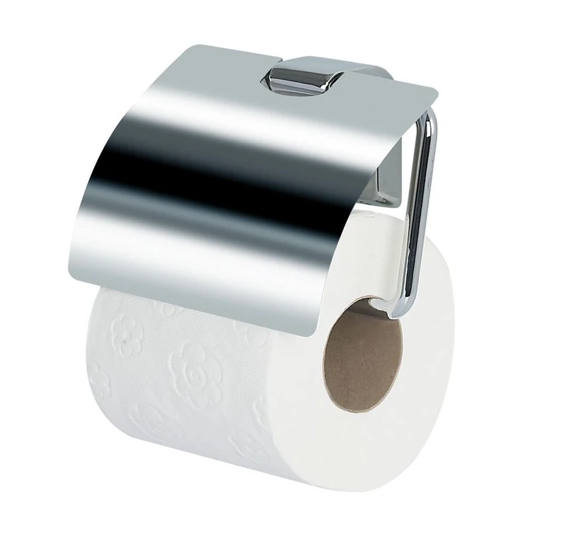 Spirella 13 Toilet Paper Dispenser with Lid, Chrome Metal