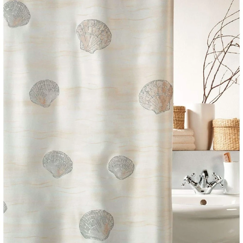 Spirella Atlantis Champagne Textile Polyester Shower Curtain, 120 x 200 cm, Cream/Beige
