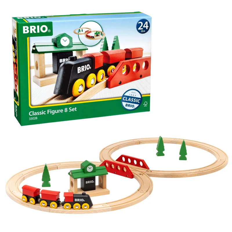 BRIO Classic Figure of 8 Wooden Railway Train Set - Toddler Toys for Kids 2 Years Up