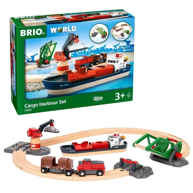 BRIO World Railway Harbour Cargo Set for Kids Age 3 Years Up - Wooden Train Set Accessories and Add Ons