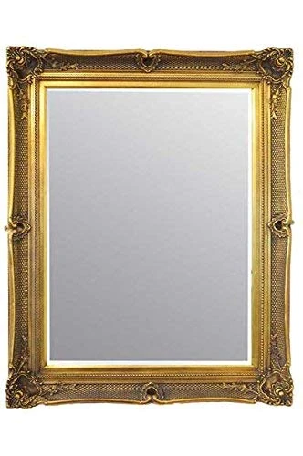 Very Large and Imposing Fabulous METALLIC GOLD Overmantle or Wall Mirror with Deep Ornate Frame and complete with Premium Quality Pilkington's Glass - Overall Size: 42 inches x 52 inches (107cm x 132cm)