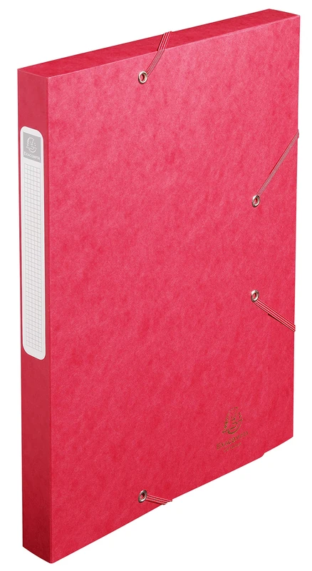 Exacompta - Ref. 18509H - 25 CARTOBOX filing boxes with rubber bands - delivered flat - 2.5 cm spine - glossy card 5/10th - 400g/m² - dimensions 25x33cm - A4 file format - red color