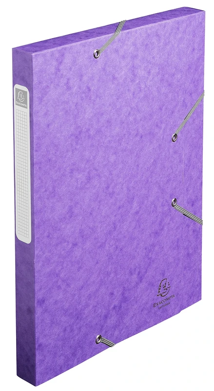 Exacompta - Ref. 18515H - 25 CARTOBOX filing boxes with rubber bands - delivered flat - 2.5 cm spine - glossy card 5/10th - 400g/m² - dimensions 25x33cm - A4 filing format - purple color