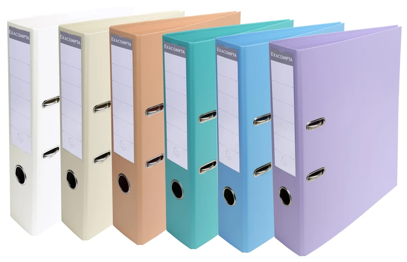 Exacompta - Ref 53084E - Prem'Touch PVC Lever Arch File - 320 x 290mm in Size, 2 Rings, Can Hold A4 Documents, 70mm Spine, 75mm Rings, FSC-Certified - Assorted Pastel Colours (Pack of 10)