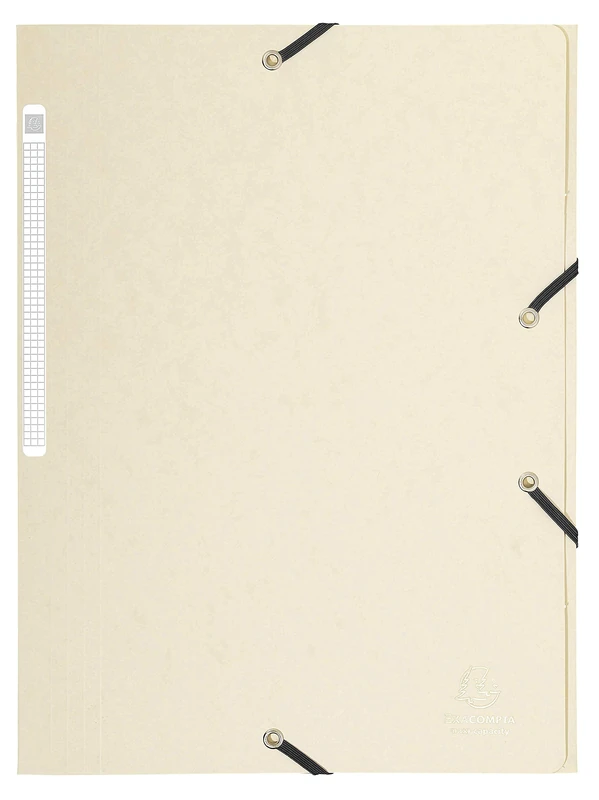 Exacompta - Ref 17104H - Elasticated 3-Flap Folder - 240 x 320mm in Size, Suitable for Storing A4 Documents, 425gsm Laminated Card, FSC-Certified - Ivory (Pack of 25)