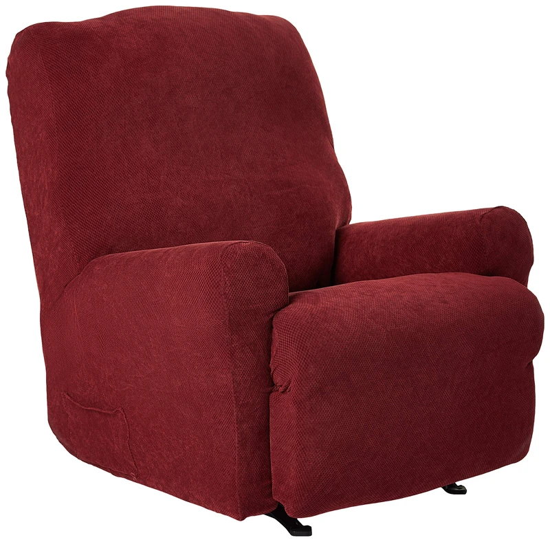 Surefit Ottoman, Stretch 94% Polyester, 6% Spandex, Garnet Color, Recliner - Image 1